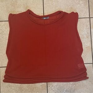 Issey Miyake Spring 2019 Orange Sleeveless Sheer Blouse